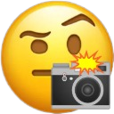 Camera and Raised Eyebrow Emoji / 🤨📸